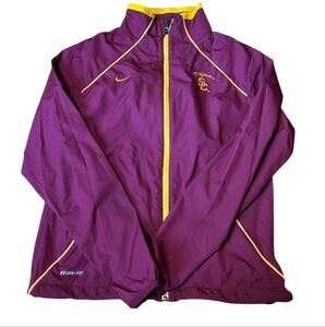 Nike dry fit polo long sleeve SC Trojans maroon zippered light jacket